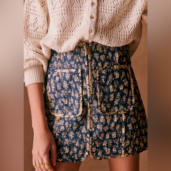 SEZANE FOXY SKIRT CARA MIX PRINT 2 - Picture 1 of 8